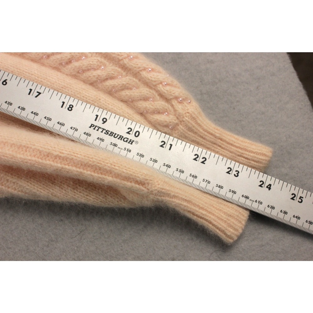 Vintage 90s Adele Joyce Angora Lambswool Cable Knit Shoulder Pad‎ Cardigan M - Picture 7 of 7